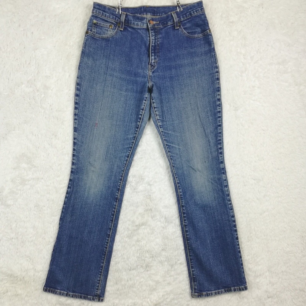 Levi's Womens Jeans Boot Cut Denim Medium Mid Rise Medium Wash Whiskering 12‎